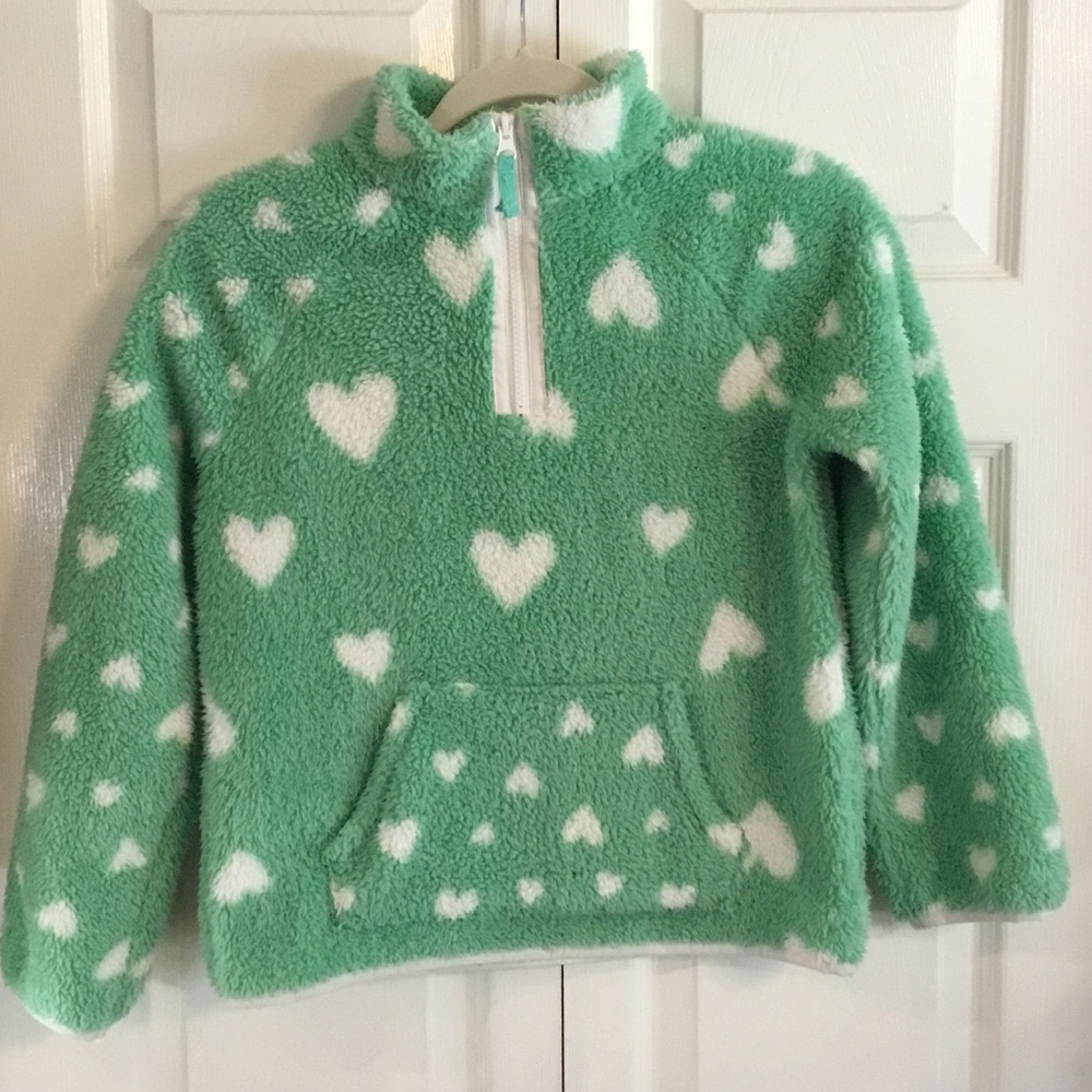 Cat & Jack Girls Mint Green Heart Fleece - Picture 1 of 7